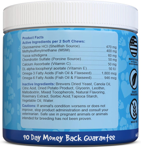 120 Well Loved Glucosamine for Dogs - Joint Supplement for Dogs, Made in USA, Vet Developed, Glucosamine Chondroitin