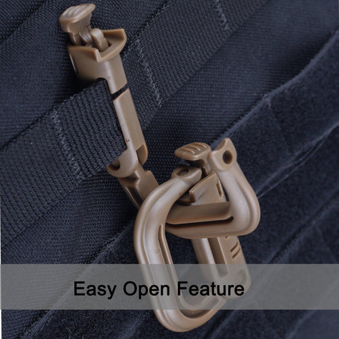 XTACER Tactical Multipurpose Small D-Ring Locking Hook for Molle Webbing (Set of 10)