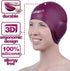 Swim Caps Ear Protection 3D - Silicone Swim Cap Waterproof for Long Hair & Short Hair, Adult & Youth
