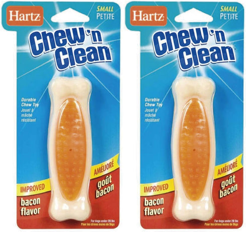 Hartz Chew'n Clean Tuff Bone Bacon Flavored Small Dog Toy (Pack of 2) for Chewing Fun