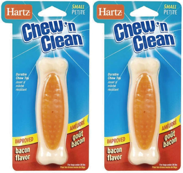 Hartz Chew'n Clean Tuff Bone Bacon Flavored Small Dog Toy (Pack of 2) for Chewing Fun