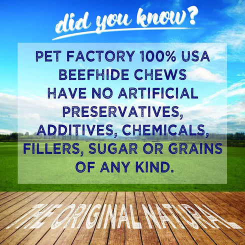 Pet Factory 100% Made in USA Beefhide 7" Braided Sticks Dog Chew Treats, Natural Flavor, 6 Count/1 Pack