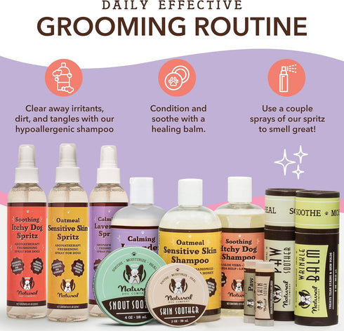Natural Dog Company Calming Lavender Shampoo for Dogs, Hypoallergenic Deodorizing Shampoo for Sensitive Skin, 12 oz