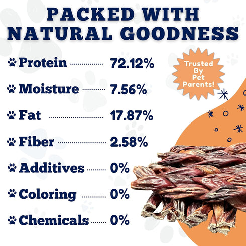 6 Inch (4 Pc/Pack) Amazing Dog Treats - Braided Gullet Stick - Dog Jerky Treats - Beef Esophagus -Gullet for Dogs