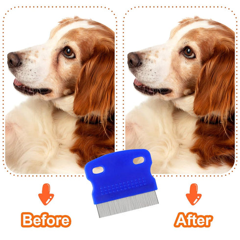 Pets Grooming Comb Kit for Small Dogs and Puppies - 2-in-1 Tear Stain Remover with Round Teeth for Knots and Crust Mucus