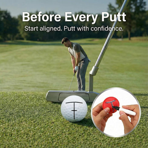 AIUAIP 3 Pack Set Golf Ball Line Marker: Golf Alignment Tool with Marking Pen to Improve Putting Precision & Target