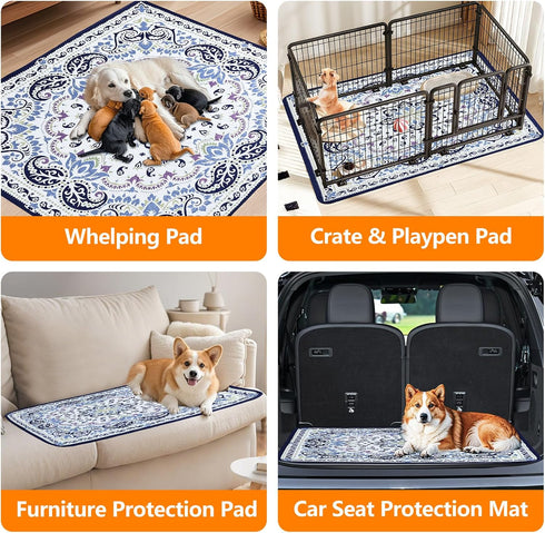 Mozin 1 Pack 72"x72" Washable Pee Pads for Dogs, Super Absorbent Reusable Puppy Pads Waterproof, Leak-Proof & Non-Slip
