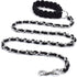 Chew Proof Chain Dog Leash, 5.5ft Heavy Duty Metal Lead with Soft Rope Handle for Medium Large Dogs