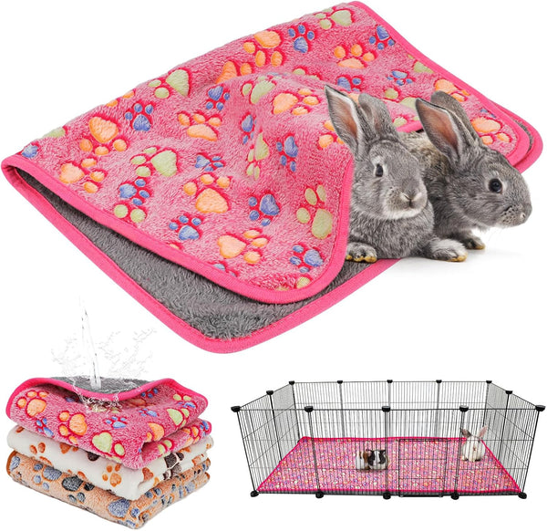 YUEPET 3 Pack Waterproof Guinea Pig Blankets, Washable Fleece Cage Liners, Warm Flannel Throw for Small Animals 48"×24"