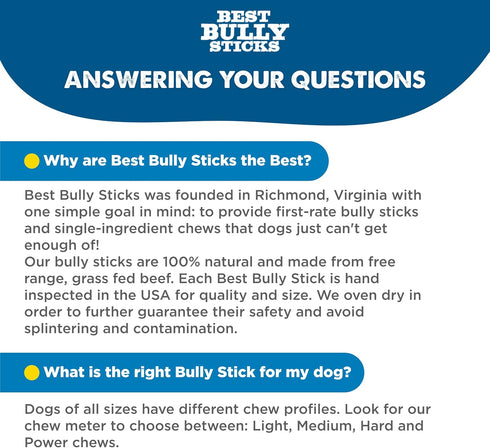 Best Bully Sticks 6 Inch All-Natural USA-Baked Bully Sticks for Dogs, 18 Pack, 100% Grass-Fed Beef