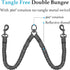 iYoShop Dual Dog Leash, 360 Swivel No Tangle Walking Leash, Shock Absorbing Bungee for Two Dogs, Black, Medium