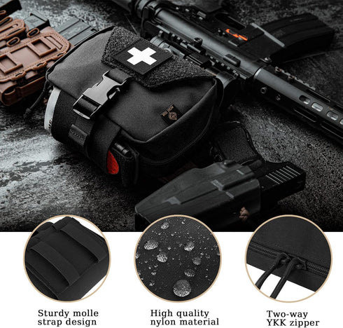 PETAC GEAR Tactical Rip Away Medical Pouch, Tear Off First Aid IFAK Pouch, Molle & Belt Horizontal Emergency Bag