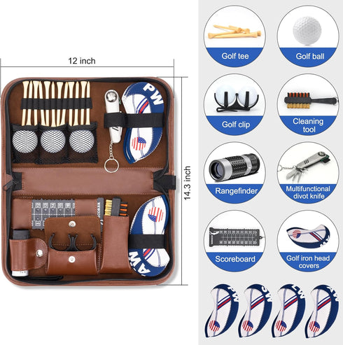 Golf Accessories Kit for Men and Women, Includes Golf Balls, Rangefinder, Tees, Brush, Divot Knife, Scorer, and Covers
