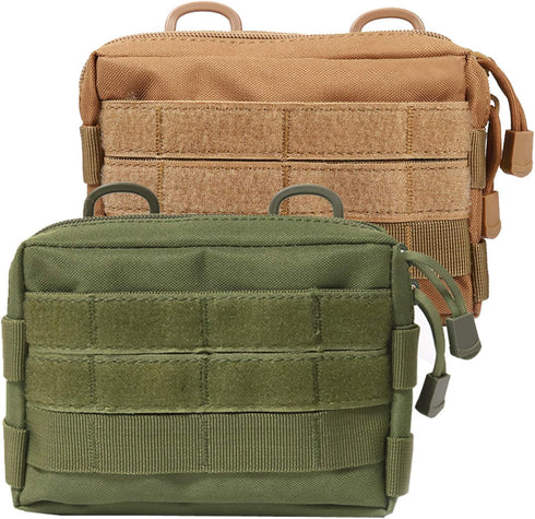 Tactical MOLLE Pouches - 2 Pack Compact Water-Resistant Utility Gadget Gear EDC Pouch
