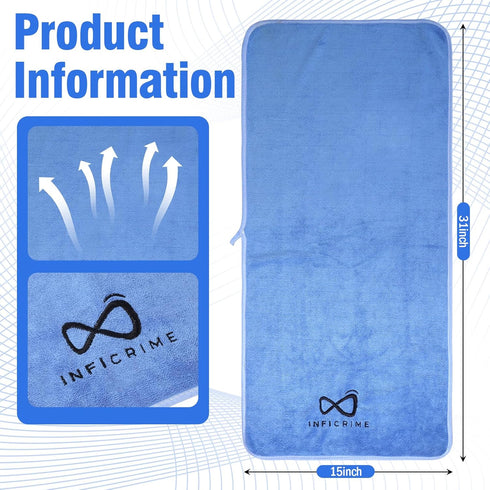 2 Pack 380 15"x31" Microfiber Gym Towels, GSM Bigger Size Super Soft Quick-Drying Towels for Workout, Yoga, Fitness