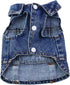 Vintage Washed Denim Dog Jeans Jacket, Cool Puppy Lapel Vests for Small & Medium Dogs & Cats