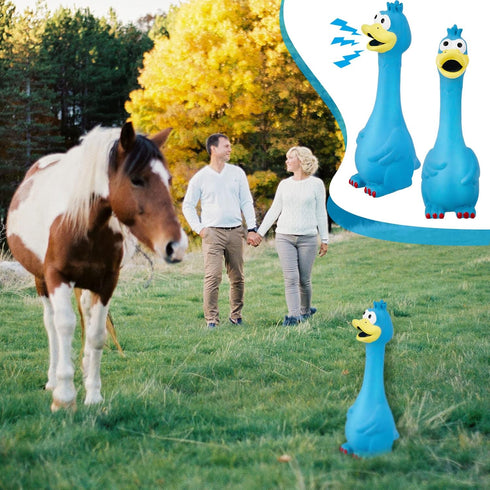 Hungdao 1 Pcs Horse Toys, Latex Squeaky Chicken Squeak Balls for Horses (Blue)