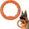 Dog Ring Toy - Tough Chew Toy for Aggressive Chewers, Indestructible Flying Discs for Medium Large Breeds, Orange