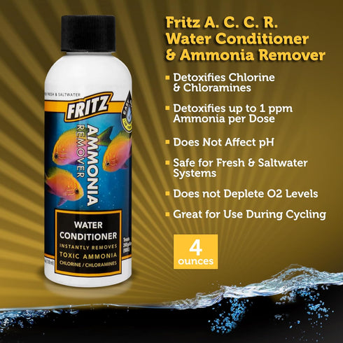 Fritz Aquatics ACCR Water Conditioner, Instantly Removes Toxic Ammonia/Chlorine & Chloramines for Fresh & Salt Water