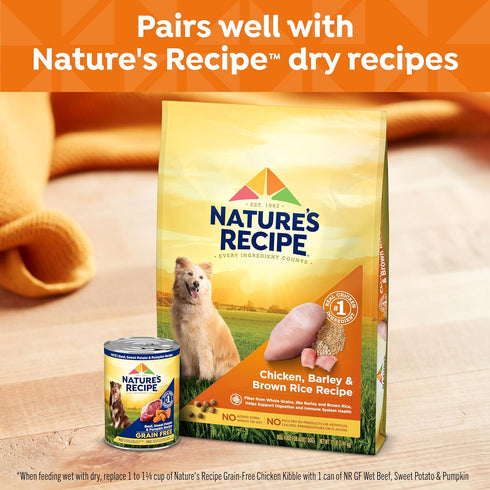 13 oz. (Pack 12) Natures Recipe Grain Free Wet Dog Food Beef, Sweet Potato, and Pumpkin Recipe, Can