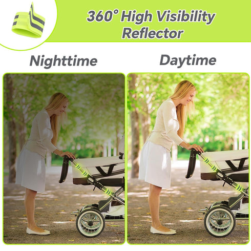 Goktvai 6 Pcs Reflective Bands Strip for Strollers, High Visibility Elastic Safety Reflective Tape Identifier Baby