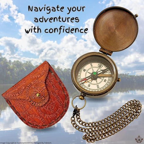 Handmade Vintage Brass Pocket Compass with Lid - Perfect Maritime Gift