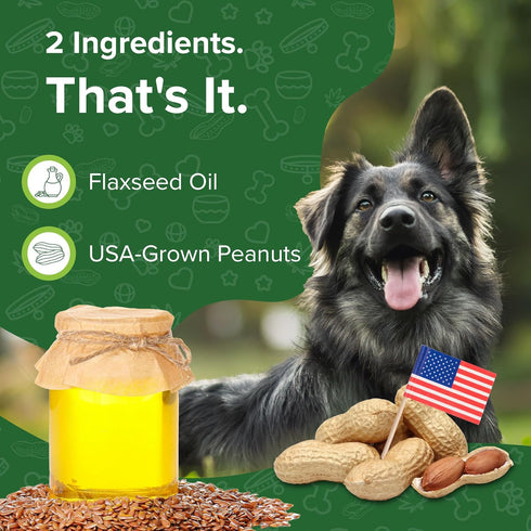 100% 16 oz Natural Peanut Butter for Dogs Safe - Healthy Dog Treats - No Sugar, Xylitol Free, Digestive Support - Puppy