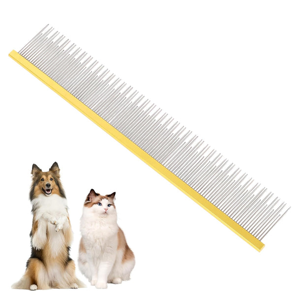 SUSOOK 8.5 Inch Dual Tooth Pet Comb for Mats and TanglesProfessional Grooming Comb