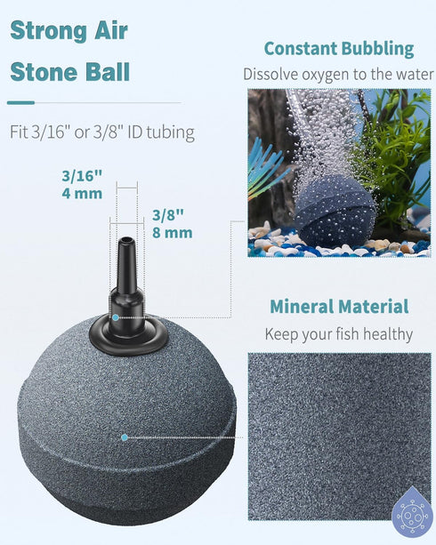 Pawfly Air Stone 2 Inch, Airstone Oxygen Diffuser for Fish Tank, Buckets, Small Pond, 2 Pack