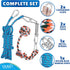 Dog Outdoor Bungee Hanging Toy - Blue Interactive Tree Tug Toy with Metal Spring Kit & 2 Rope Toys