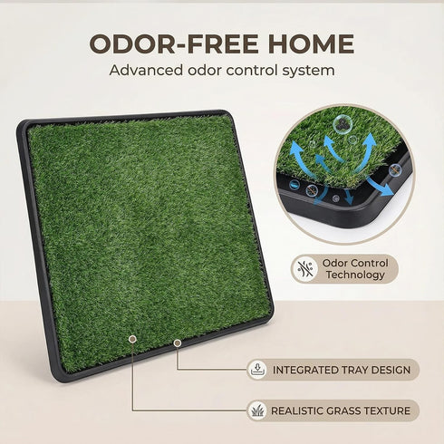 35"x23" 3 Dog Grass Pad with Tray Large Dog Litter Box, Artificial Grass for Dogs Potty with Disposable Mats & EVA