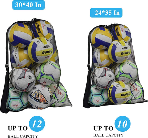 Heavy Duty Mesh Ball Bag, Drawstring Sport Equipment Storage for Basketball, Soccer, Swimming Gear