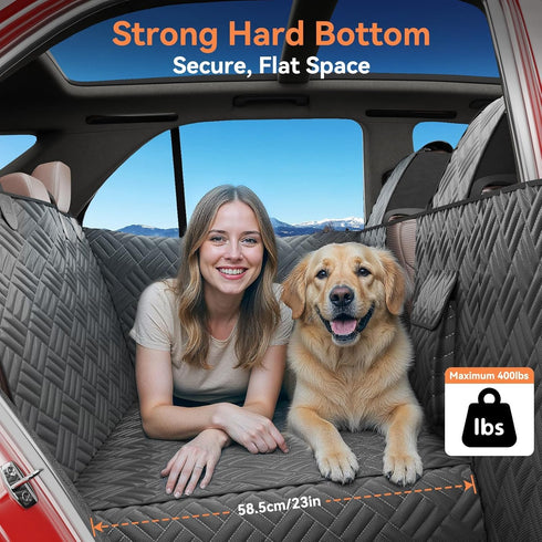Wexyldra Dog Car Seat Cover for Back Seat- Heavy Duty Waterproof- Hard Bottom Backseat Extender Fits Sedan SUV & Small