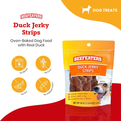 Beefeaters Duck Jerky Strip Treats for Dogs, 38 oz