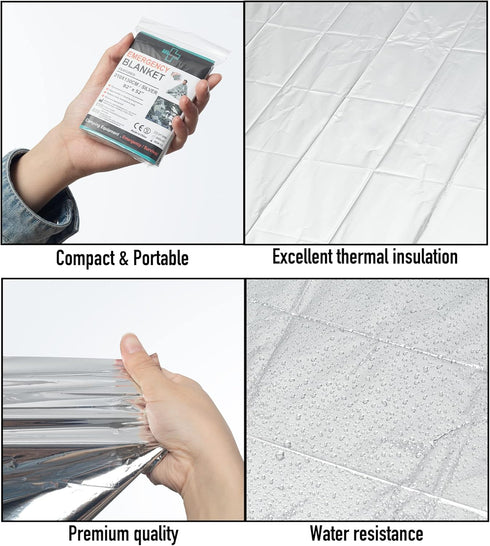 General Medi Emergency Blanket, 12-Pack Silver Foil Blanket for Outdoors, Hiking, Survival, First Aid