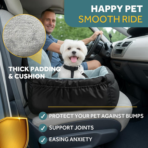 JOTADE 35 lbs Dog Car Seat for Small & Medium Dogs Washable & Reversible Pet Travel Booster Seat, Double Safety
