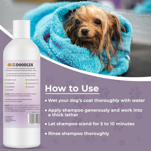 4-in-1 16OZ, Dog Shampoo Dog Shampoo, Conditioner & Detangler - Best Shampoo for Goldendoodles, Poodles & Doodles