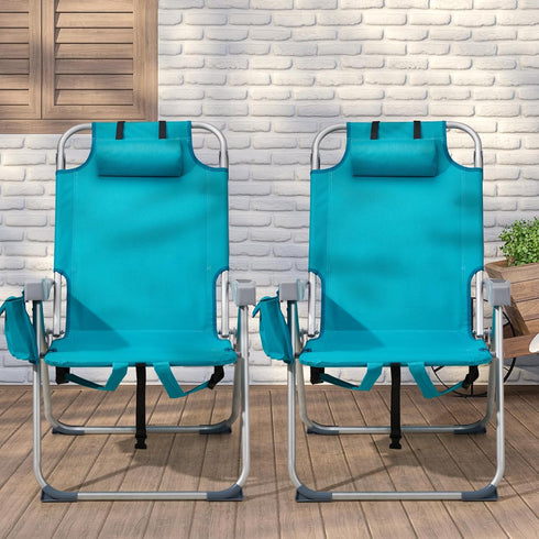 Hikarinowa Backpack Outdoor High Beach Lawn Chair,Portable Lightweight Folding Chair for Adults,Folding Beach