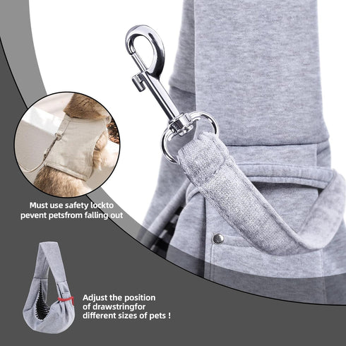 Dog Carrier Sling, Reversible Puppy Carrier Purse with Storage Pocket, Hands-Free for Small Dogs and Cats (Gray)