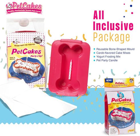 Dog Birthday Cake Kit - All Natural Treats for Puppy to Large Dogs, Carob Flavor - 5.5 Oz