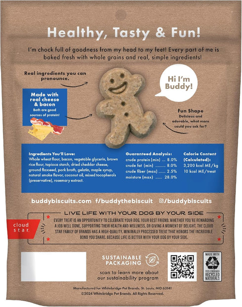 Buddy Biscuit Softies Dog Treats, 6 oz Pouch, Soft & Chewy, Natural Bacon and Cheese Flavor