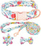 Dog Collar and Leash Set for Girls, Adjustable Puppy Collars with Floral Bow Tie for Small Medium Large Female Dogs,