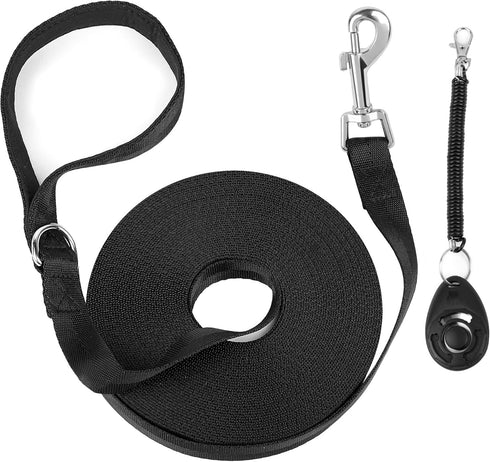 PrimePets Long Dog Leash 30 Feet, Dog Accessories, Training Leash with Pet Obedience Recall Training Clicker