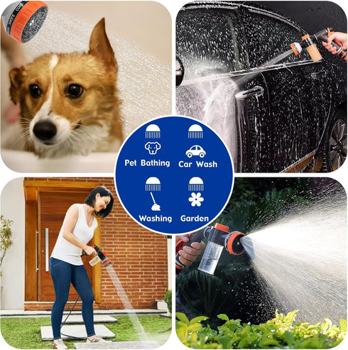 Dog Shower Attachment Water Hose Nozzle Sprayer Set with Metal 3-Way Diverter & 6.6 Ft Long Hose