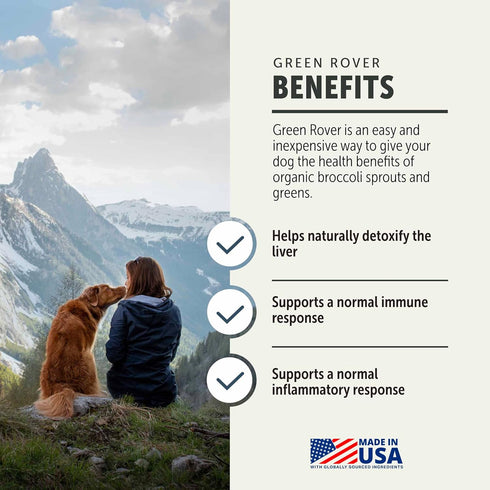 Green Rover - Greens for Dogs Powder with Organic Broccoli Sprouts, Fermented Spirulina and Sea Greens, Veterinarian