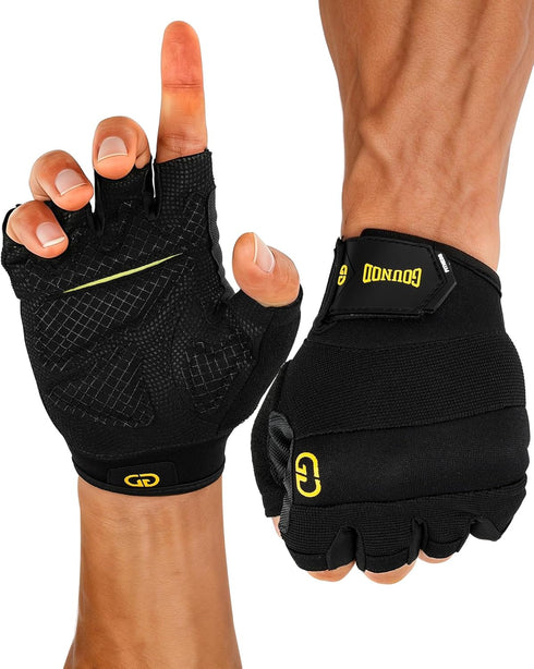 FitDA Workout Gloves for Men & Women - Fingerless Padded Weight Lifting Gloves