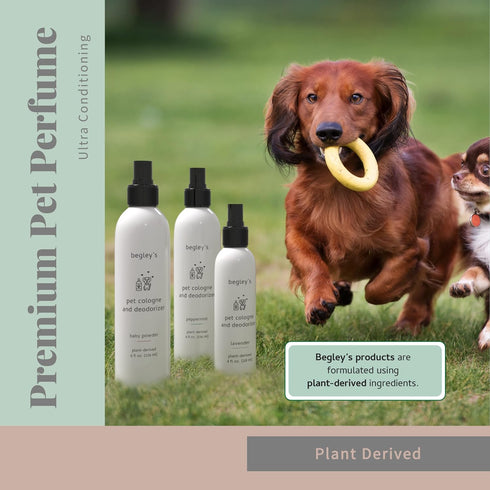 Begley’s Natural Pet Cologne and Deodorizer - Premium Essential Oil Dog Body Spray and Cat Perfume, Long Lasting Mist