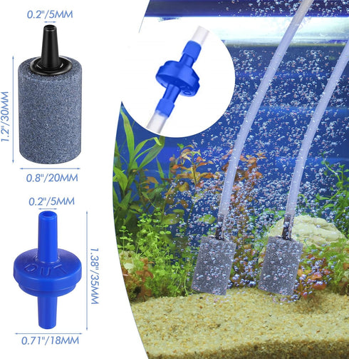 Shappy 6.5 Feet 12 Pcs Standard 1/5" Aquarium Airline Tubing with Air Pump Accessories, Stones, Valves, Cups