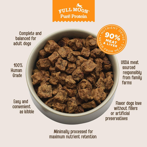 1lb Full Moon Pure Protein Air Dried Dog Food Ranch Raised Beef Recipe
