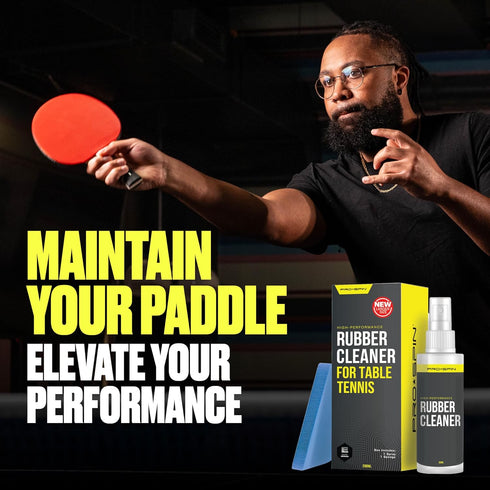 PRO SPIN Ping Pong Paddle Cleaner, Table Tennis Rubber Cleaning Kit, 200ml Rubber Cleaner & Sponge Included